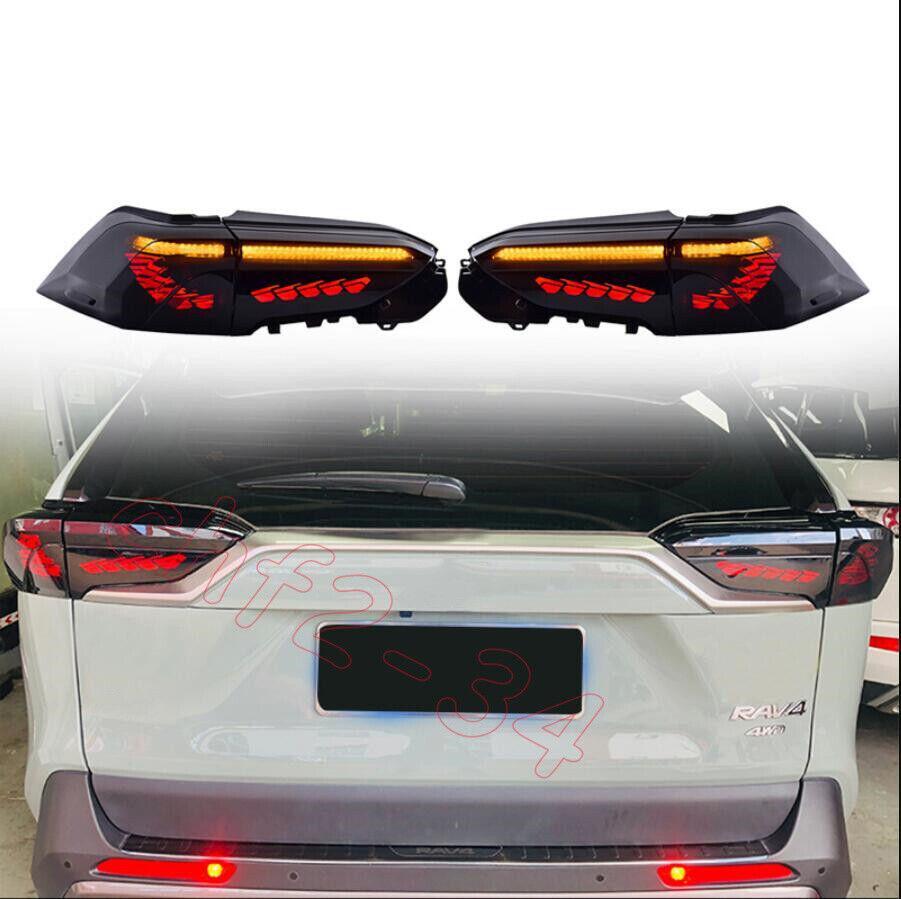 Smoke Black LED Rear Lamps Taillights Dynamic Signal for Toyota Rav4 2019-2022