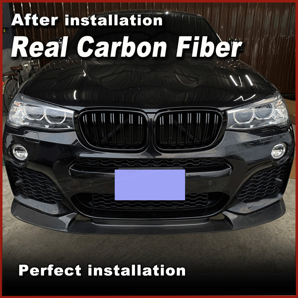 for BMW X3 F25 X4 F26 M Sport 2014-17 Real Carbon Fiber Front Bumper Lip Spoiler