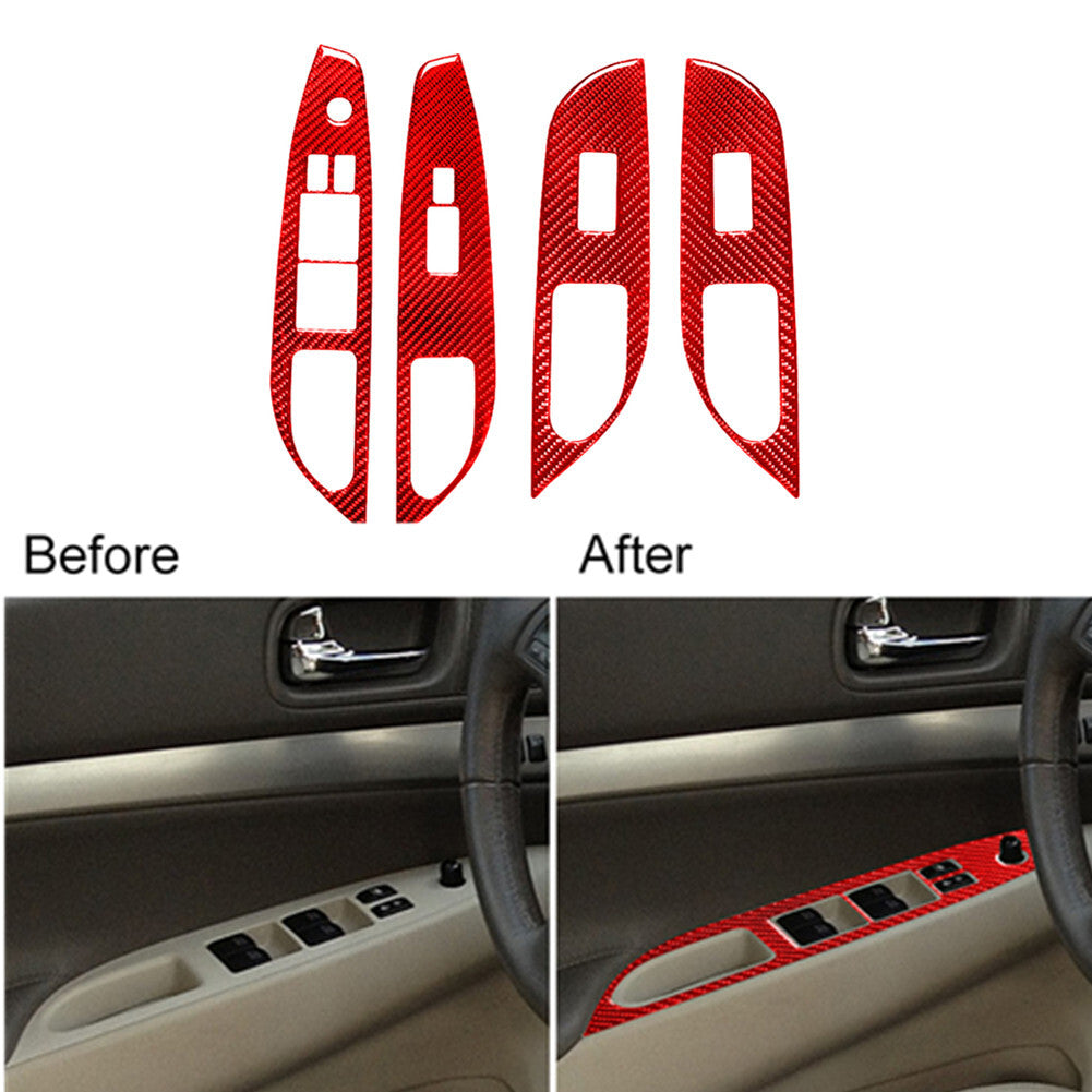 Red Carbon Fiber Interior Window Lift Switch Cover Trim for Infiniti G37 Sedan