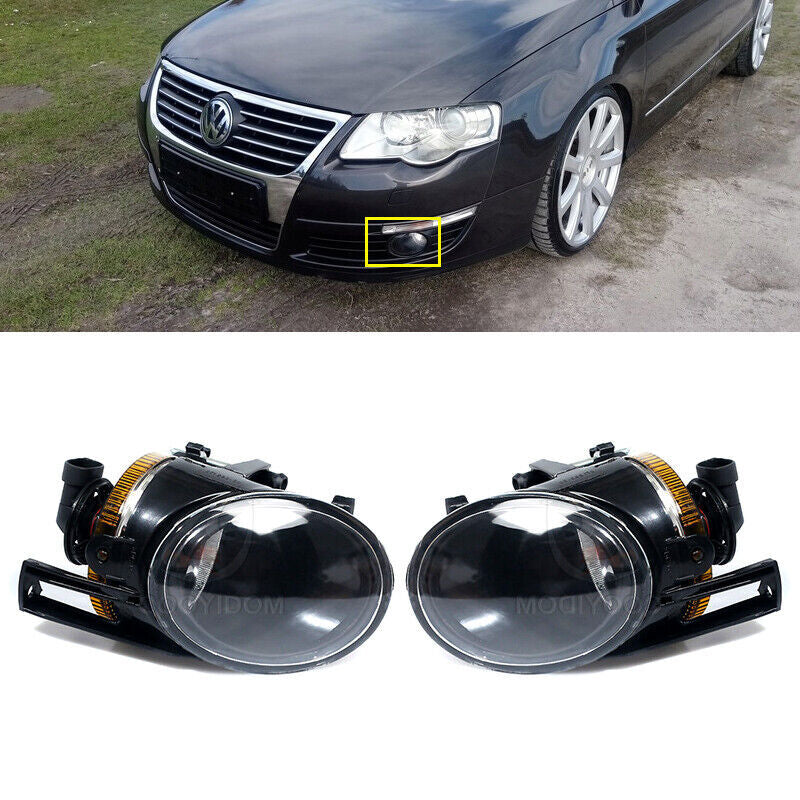 Front bumper driving lights and fog lights for Volkswagen for Passat B6 2006, 2007, and 2008 models. (1 pair of cars)