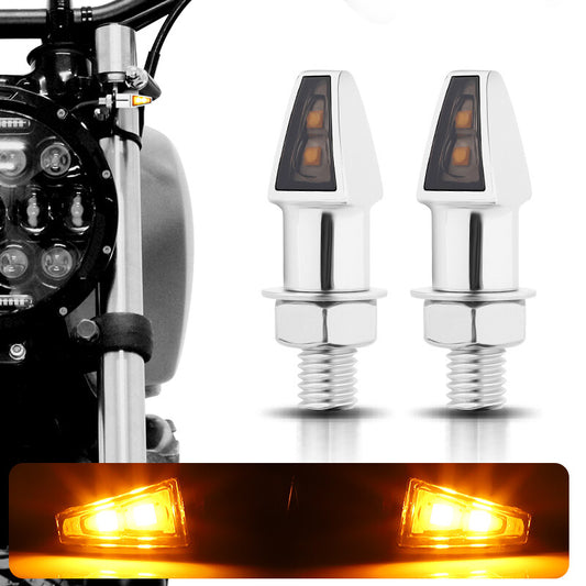 Chrome Motorcycle LED for Mini Turn Signal Amber Blinker Light For Bobber Cafe Racer