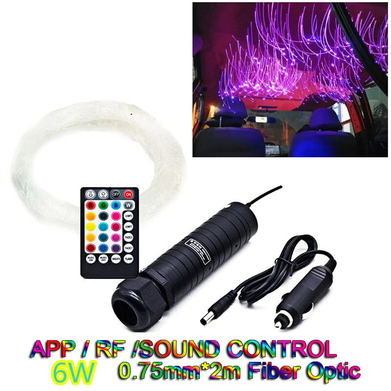 Car Fiber Optic Lights RGBW Roof Star Bluetooth App 6W Starry Sky Ceiling Lamp