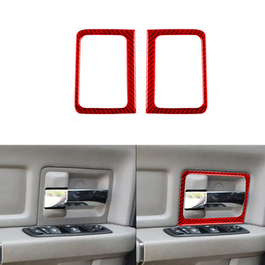 Red Carbon Fiber Front Door Handle Cover Trim for Dodge for Ram 1500 2009-2012