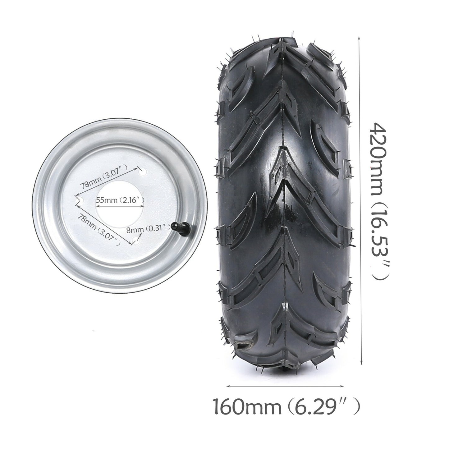 4pack 3 Bolt 16x8-7 inch Tyre Rim Wheel 16x8x7 for Go Kart Tyres ATV Quad Bike