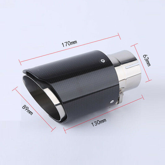 63mm/89mm Real Glossy Carbon Fiber+Steel Car Dual Exhaust Pipe Tail Muffler Tip
