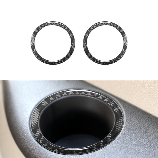 for Mercedes R-Class 2009-2012 2Pcs Cup Holder Trim Ring Cover Carbon Fiber