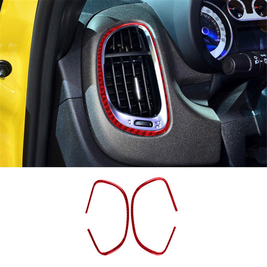 2Pcs Red Carbon Fiber Interior Side Air Vent Cover Trim for Fiat 500L 2014-2017