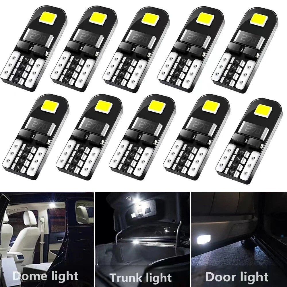10PCS T10 LED License Plate Light Bulbs 6000K Super Bright White 168 2825 194