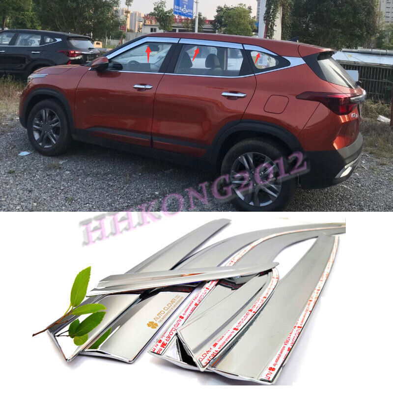 for Kia Seltos 2021-2024 Chrome Window Wind Visors Sun Rain Guard Vent Deflector