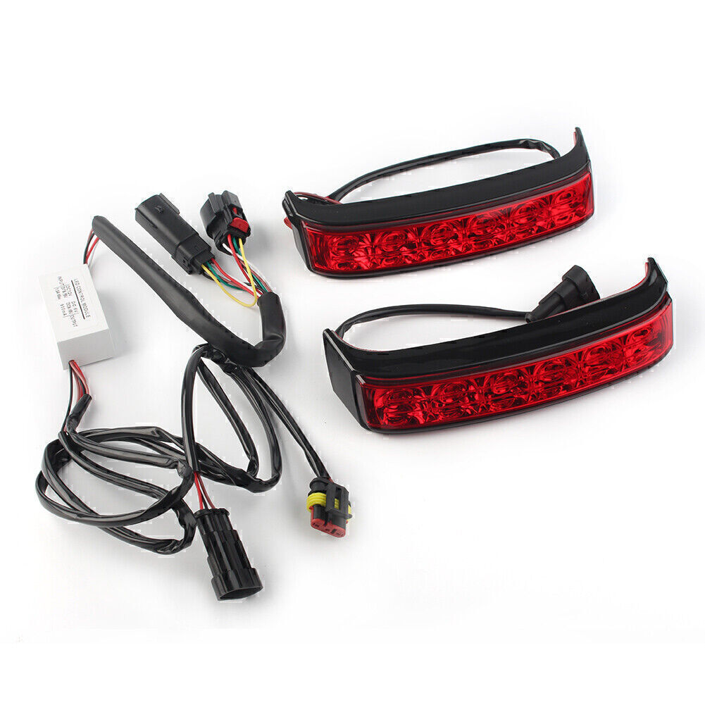 for Harley 2014-19 Saddlebag Run/Brake/Turn Tail Light Black Housing LED Red Len