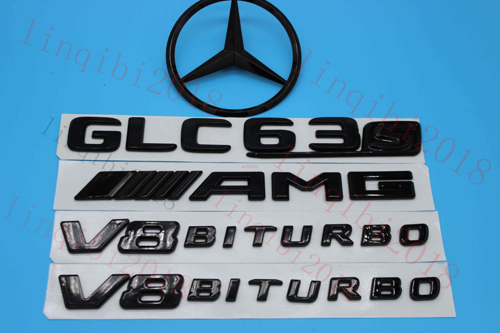 W253 GLC63s AMG Trunk Logo Sticker Decal Emblem Badge Package For AMG