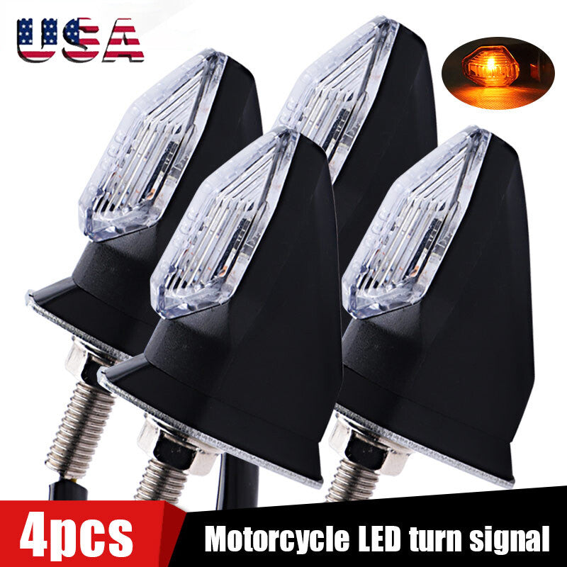 4x Clear Motorcycle for Mini LED Turn Signal Light Blinker Amber Indicator Universal