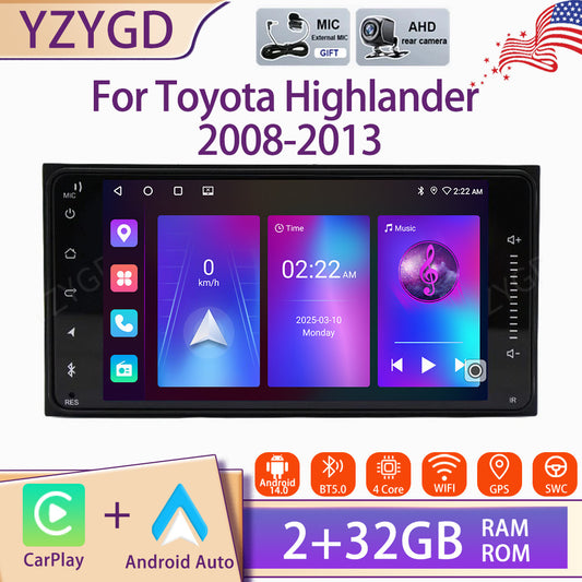 7 Android 14 Carplay for Toyota Highlander 2008-2013 Stereo Car Radio GPS Navi