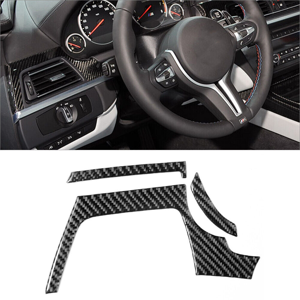 3Pcs Carbon Fiber Driver Air Vent Outlet Trim for BMW 6 Series F12 F13 2011-2018