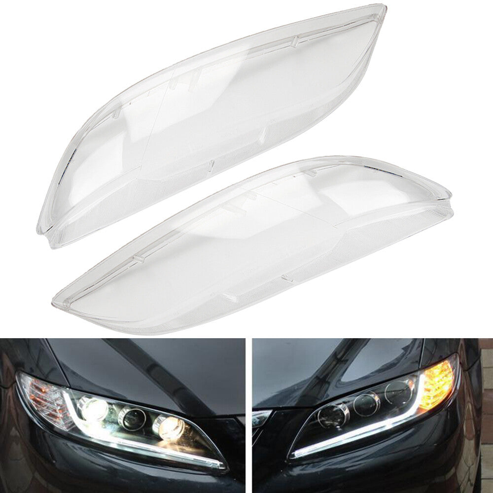 Pair Headlight Lampshade Replacement Covers Clear Lens for Mazda 6 2003-2008