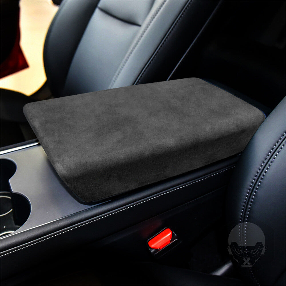 Suede Dark Grey Center Console Armrest Box Panel Cover for Tesla Model 3 2017-23