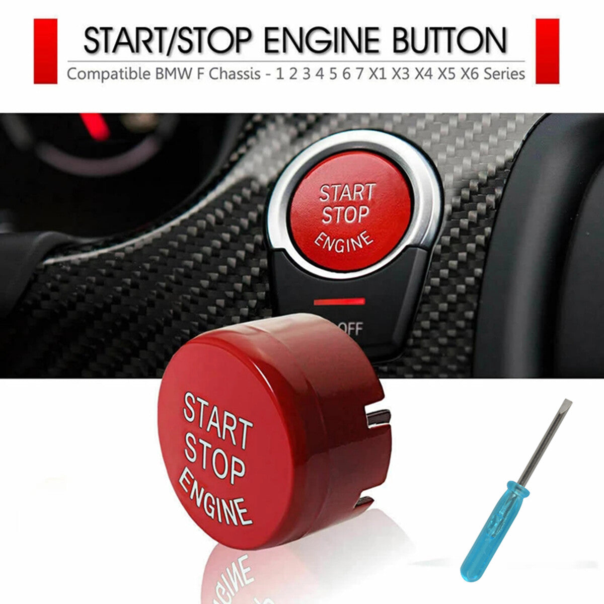 Red Start Stop Engine Push Button Cover Trim for BMW F20 F23 F30 F32 F10 F12 F48