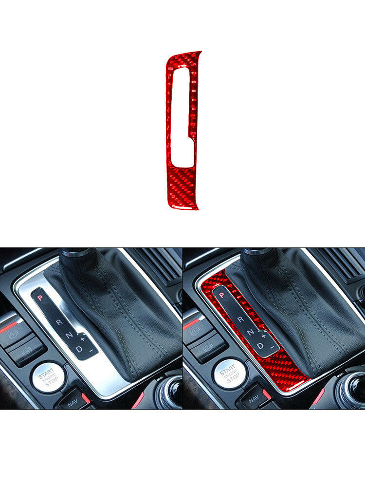 for Audi Q5 2009-2017 Gear Shift Outer Frame Trim Cover Decor Carbon Fiber Red