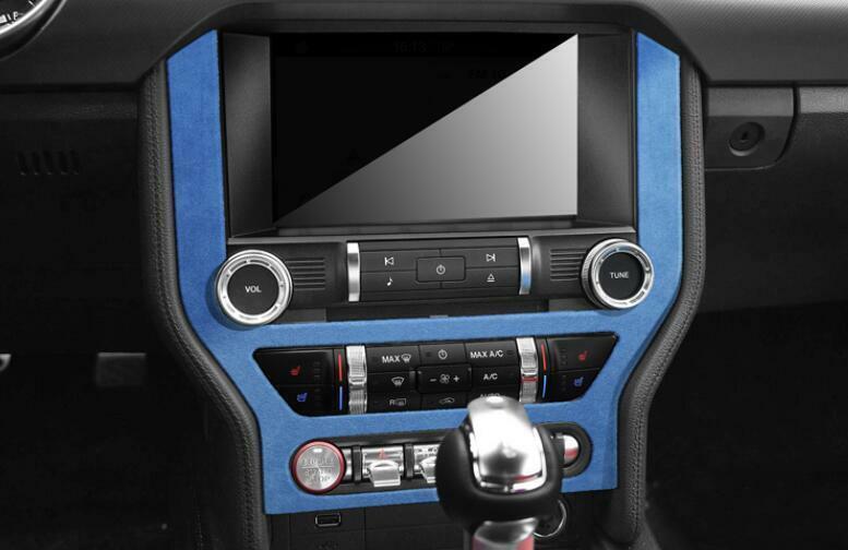 for Ford for Mustang 2015-2022 Blue Suede Central Console Navigation Frame Trim 1PCS
