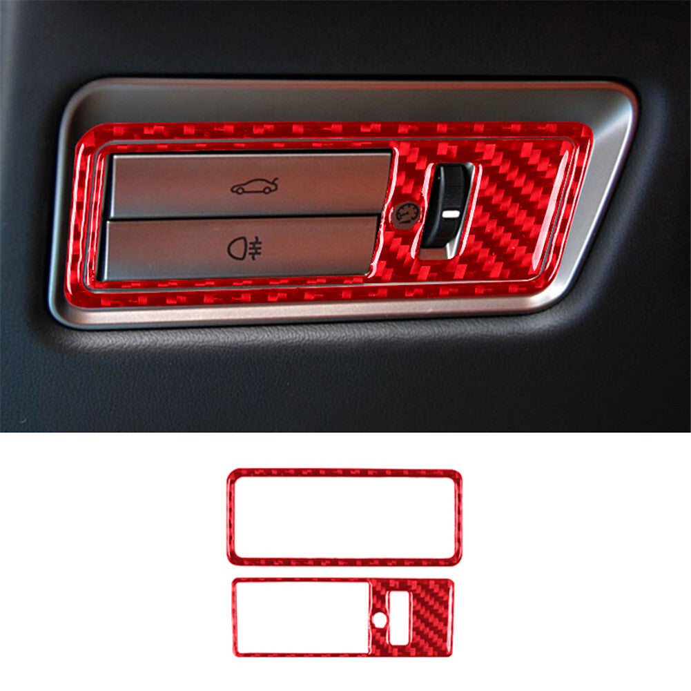 2X Red Trunk Switch Frame Trim Cover Panel Carbon Fiber for Jaguar XF 2009-2011