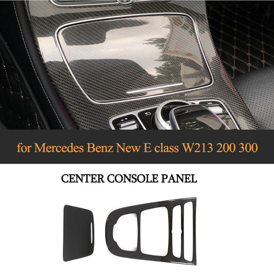 Carbon Black Center Console Gear Panel Cover Trim for Mercedes-Benz W213 16-19