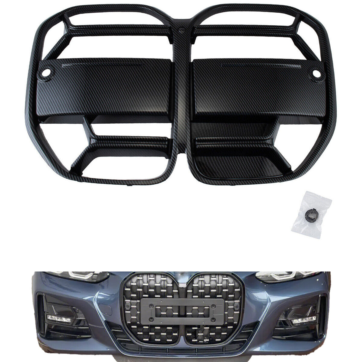 For 2021-2023 for BMW 4 Series G22 G23 Bumper Grille Mesh Grill Carbon Fiber Look