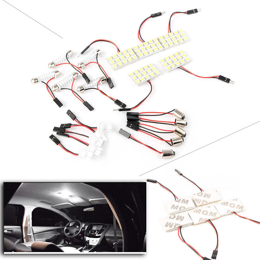 5X Car Festoon T10 BA9S White LED 15SMD Panel Interior Dome Map Light Bulb Lamp