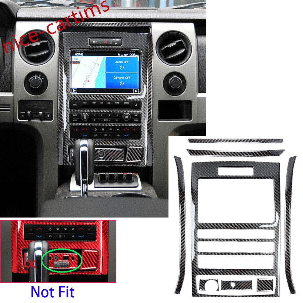 Carbon Fiber Center Console Panel Navigation CD Panel Trim for Ford F150 2009-14