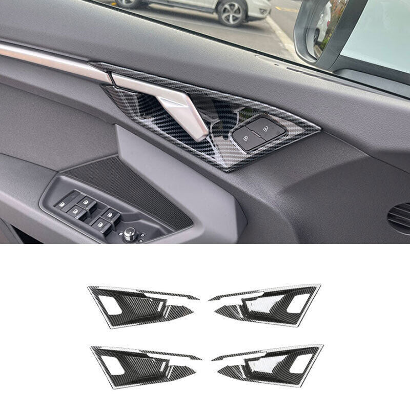 for Audi A3 2022-24 ABS Carbon Fiber Inner Door Handle Frame Decoration Trim 4P