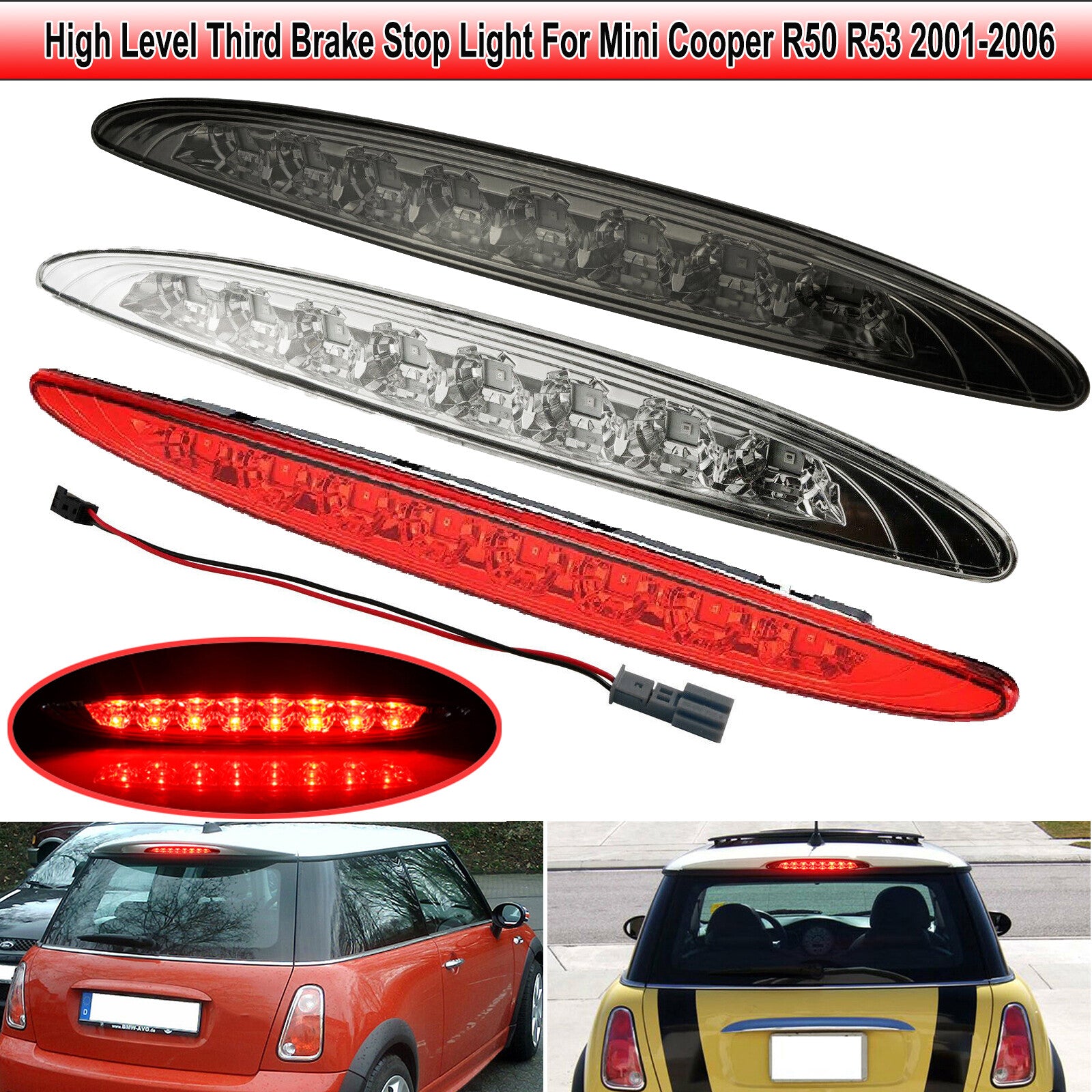 Suitable for 2002-06 for Mini Cooper R50 R53 LED rear third brake stop taillights (3 colors)