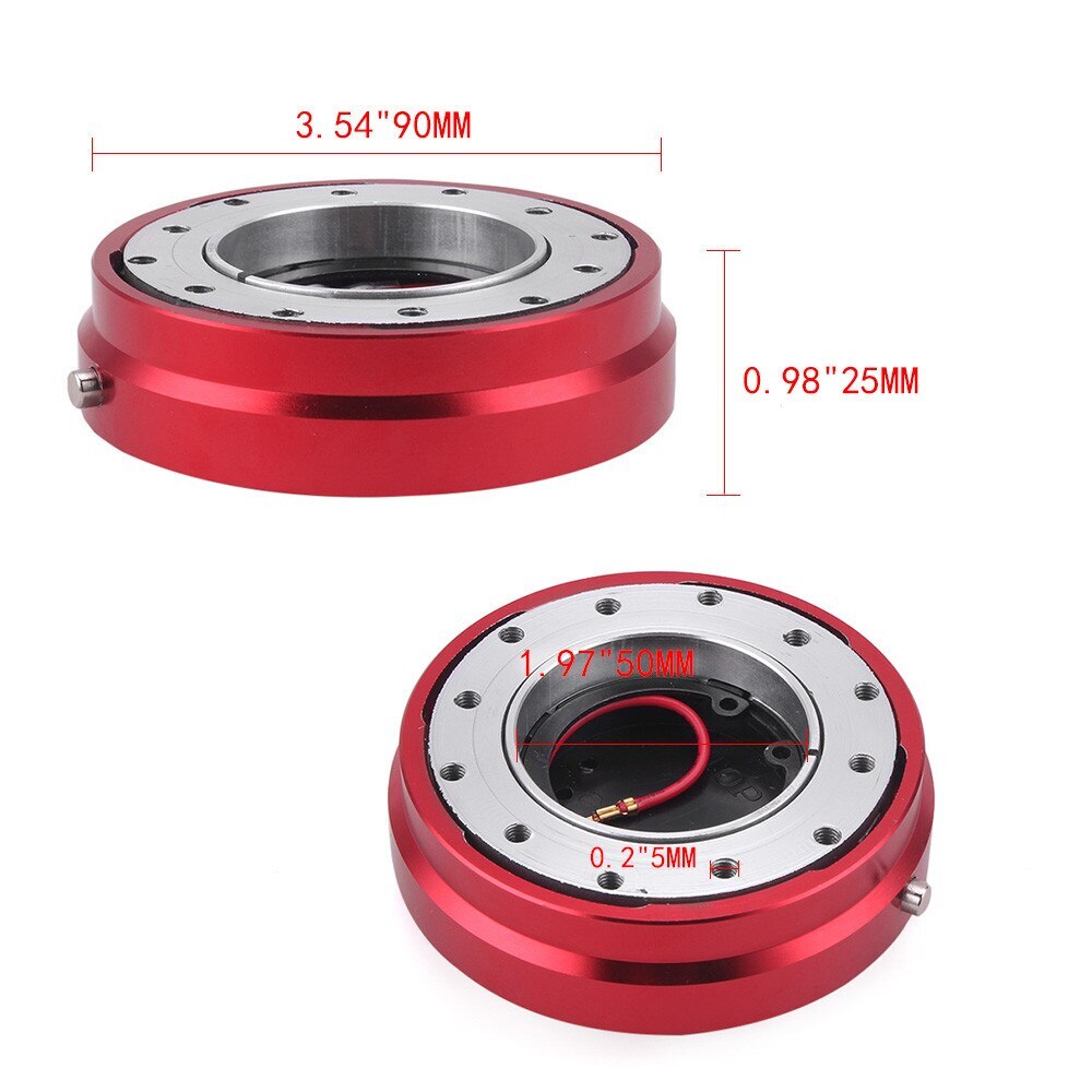 JDM RED 6-HOLE STEERING WHEEL 1 THIN QUICK RELEASE SHORT HUB ADAPTER KIT