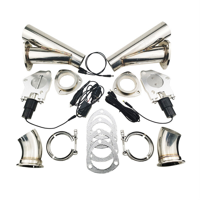 2.25inch Electric Exhaust Valve Control Motor Y Pipe kit with Manual Control