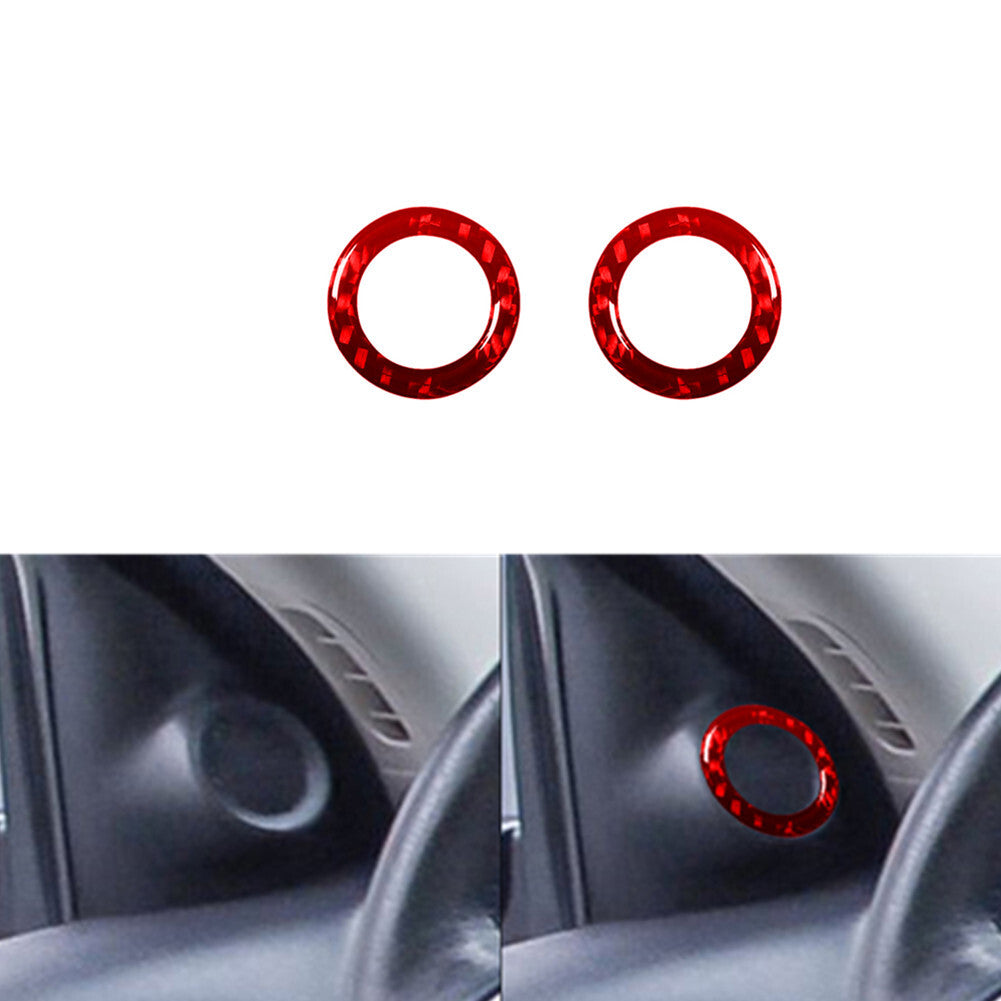 Red Carbon Fiber Front Door A Pillar Speaker Cover Trim for Dodge Durango 14-20