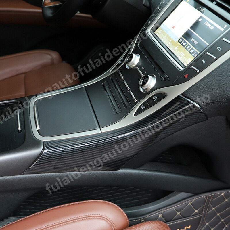 for Lincoln MKX 2016-2018 Carbon Fiber Inner Gear Shift Panel Strips Cover Trim