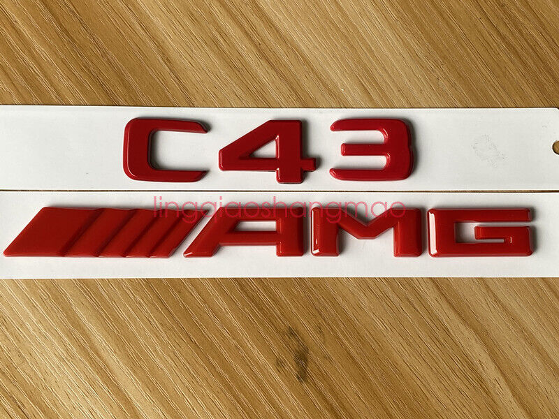 Glossy Red 3D Number and Letter Trunk Badge Set C43 AMG