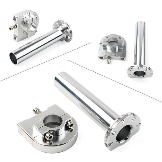 CNC 7/8 Turn Twist Throttle Handle Bar Tube Silver For Motorcycle Universal