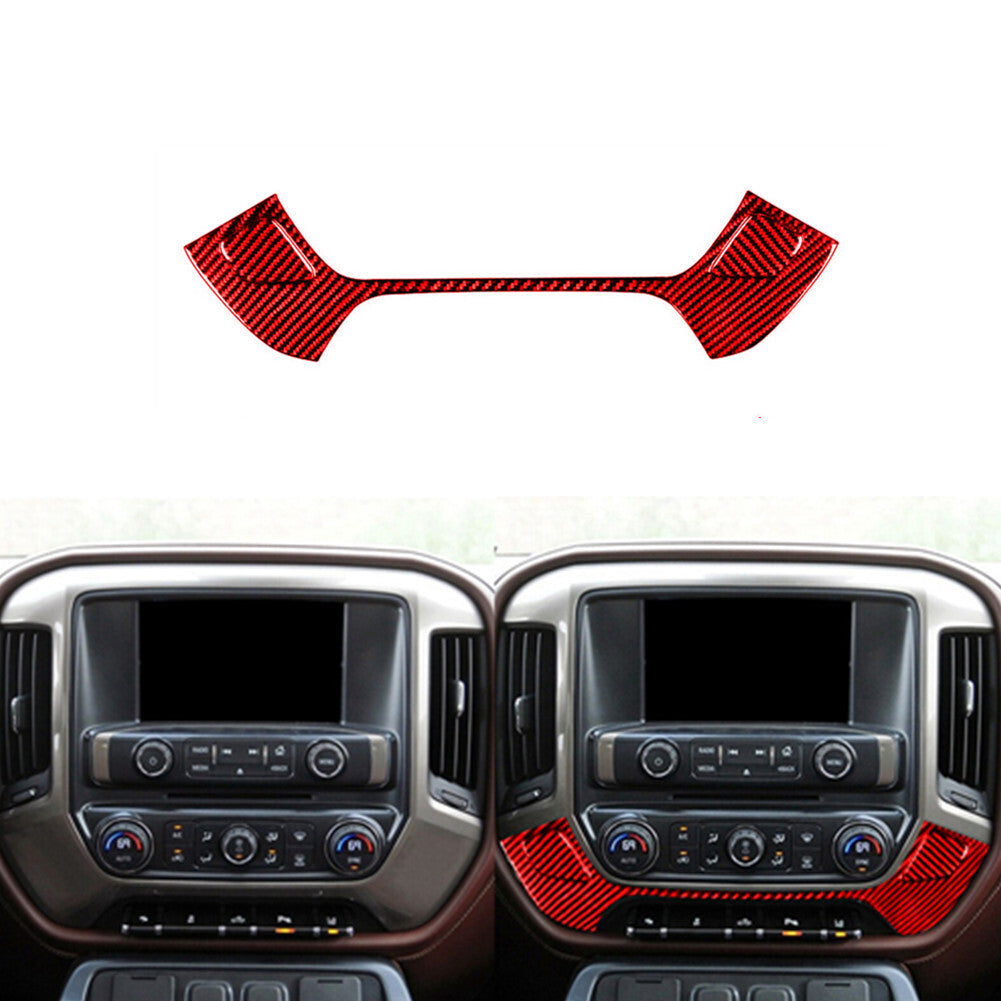 Red Carbon Fiber Below Climate Control Trim For Silverado for GMC for SIERRA 2014-2018