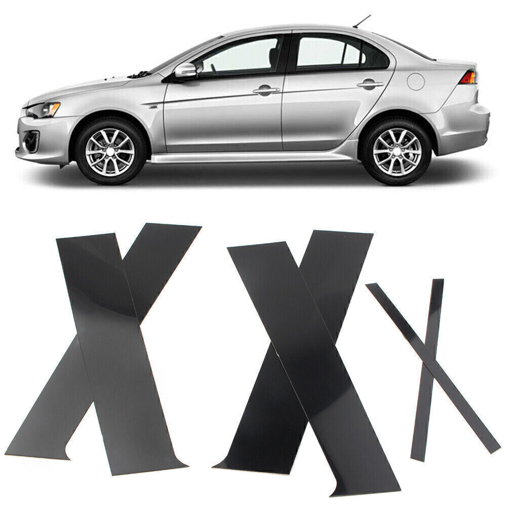 Pillar Posts Door Trim for Mitsubishi Lancer Sedan 2008-2016 2017 Black 6PCs/Set