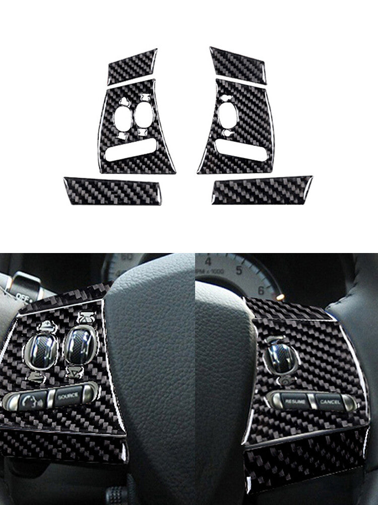 6x Carbon Fiber Steering Wheel Button Trim for Jaguar XF 2009-2011