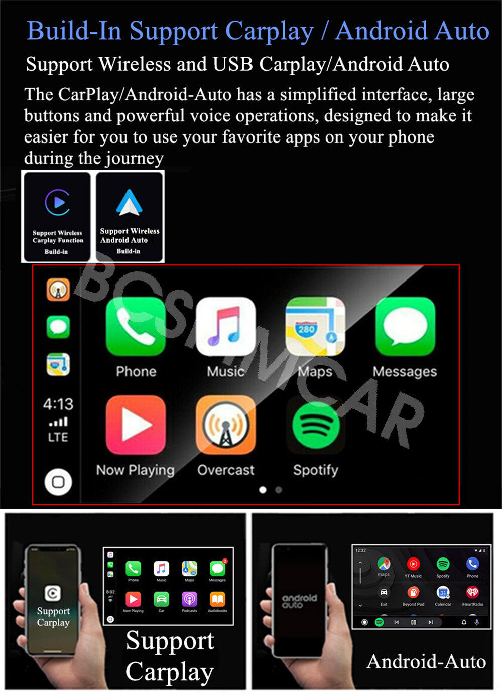For Apple Carplay Touch Screen Car Stereo Radio Fit for Saab 9-3 93 2007-2011