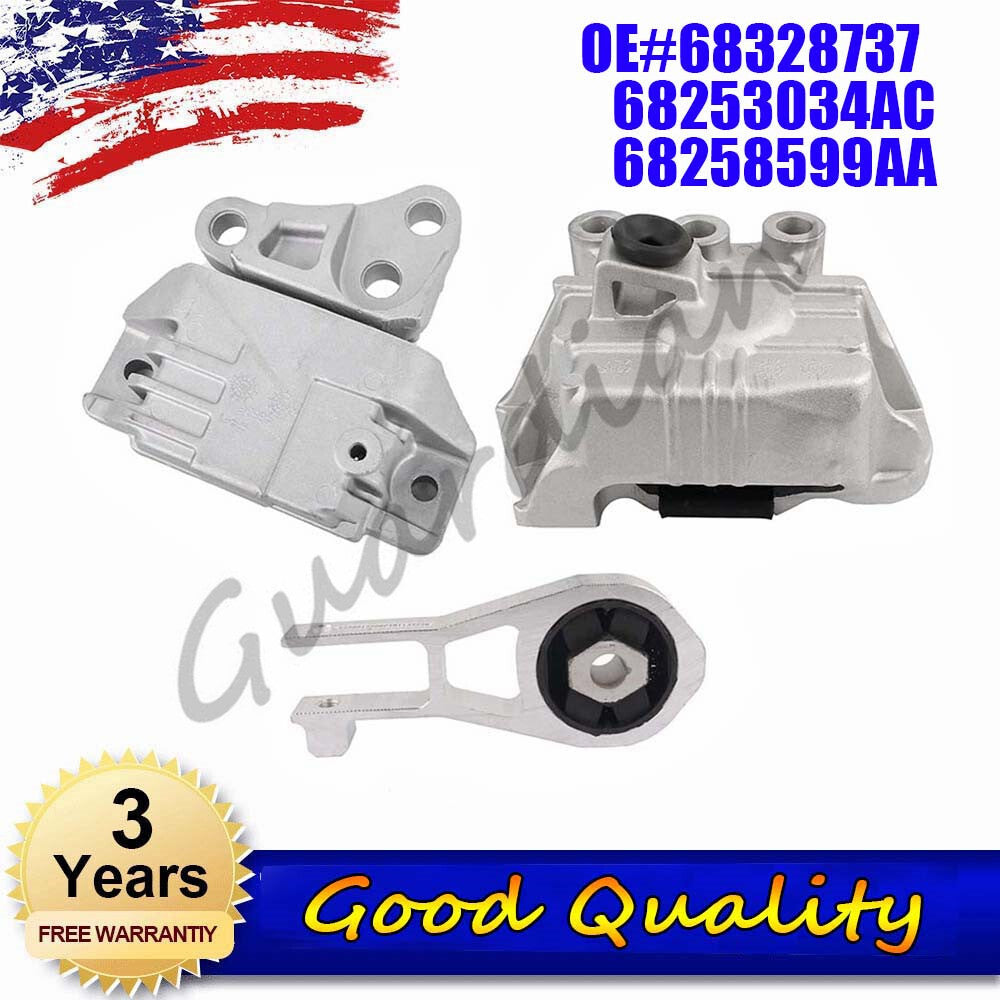 3-piece engine and transmission mounting kit for Fiat 500X 2.4L L4 2016-2018 2017