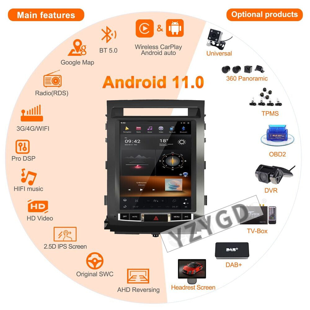 for Toyota for Land Cruiser LC200 2008-2015 2Din Car Radio CarPlay Stereo Receiver