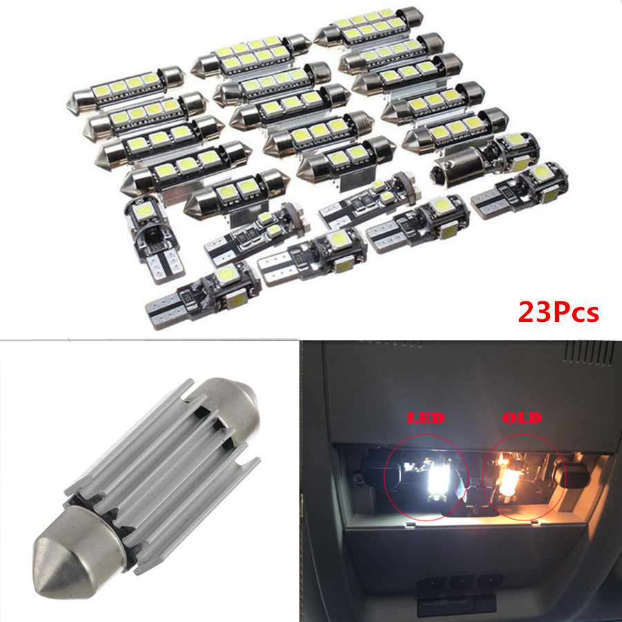 23x Car Interior Dome Map White LED Light Bulb Kit Auto Door Mirror Trunk Lights