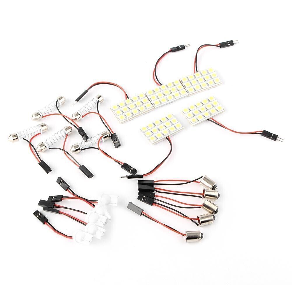 5x White LED 5050 15SMD Panel + Festoon T10 BA9S Adapter Interior Dome Light