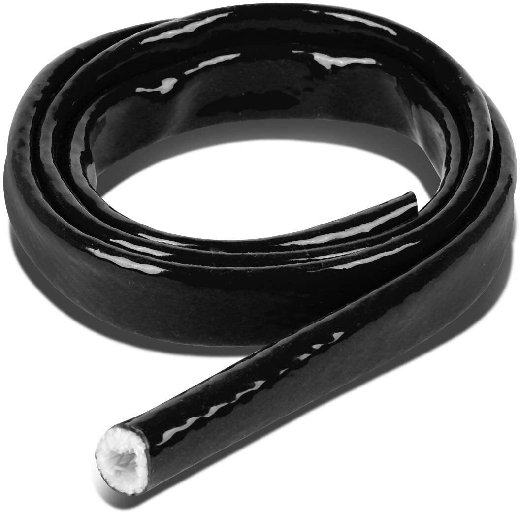 Black hot-fire woven flame shield, 3 feet 3/4 inches, fits 10AN oil fuel line