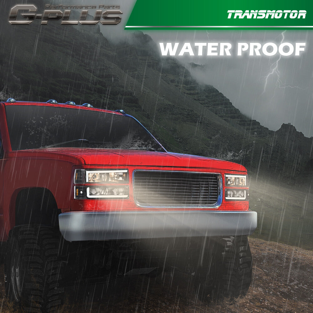 Suitable for Chevrolet for GMC for Sierra C/K Silverado 88-98, black LED headlights.