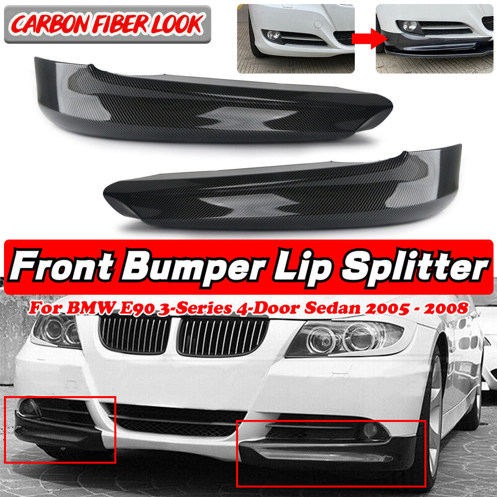A pair of front bumper splitters, boiler carbon fiber, suitable for 05-08 for BMW E90 4Dr Sedan