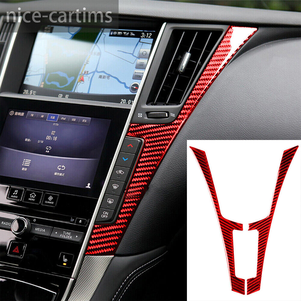 Red Carbon Fiber Central Control Side Panel Trim for Infiniti Q50 Q60 QX60 2014+