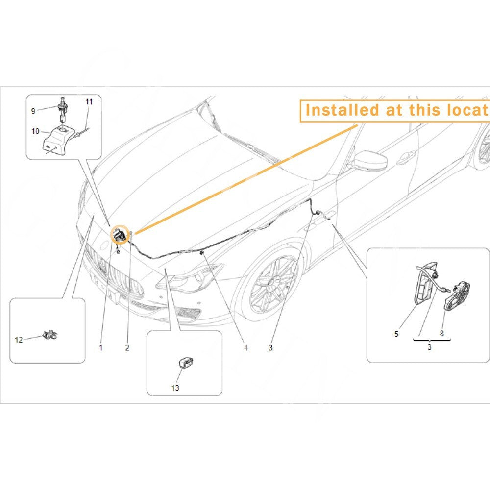 Equipment Manufacturer ( ) for Maserati Quattroporte front hood locks: 670003116 670152937