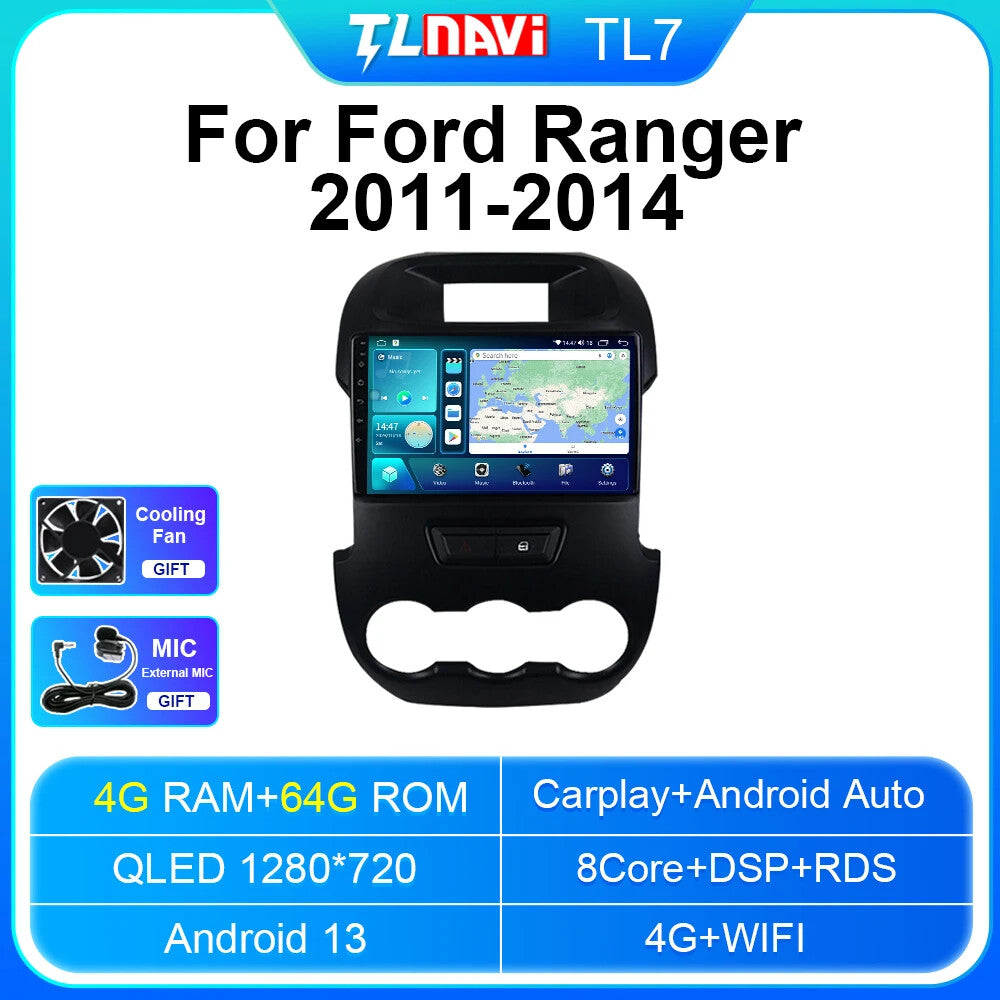 For Ranger XLT 2011-2014 Android CarPlay GPS Head Unit Car Radio Player Screen
